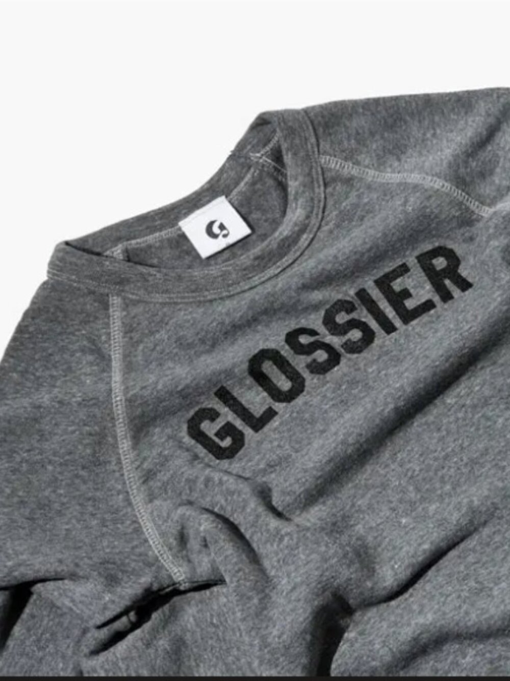 NWT Glossier Gray Logo Crewneck Sweatshirt Pullover Size XL